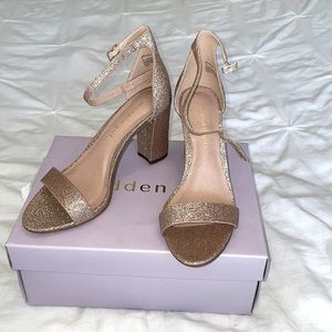 Madden girl rose gold glitter chunky heels size 7